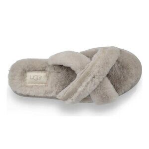 UGG Abela Gray Genuine Shearling Flip Flop